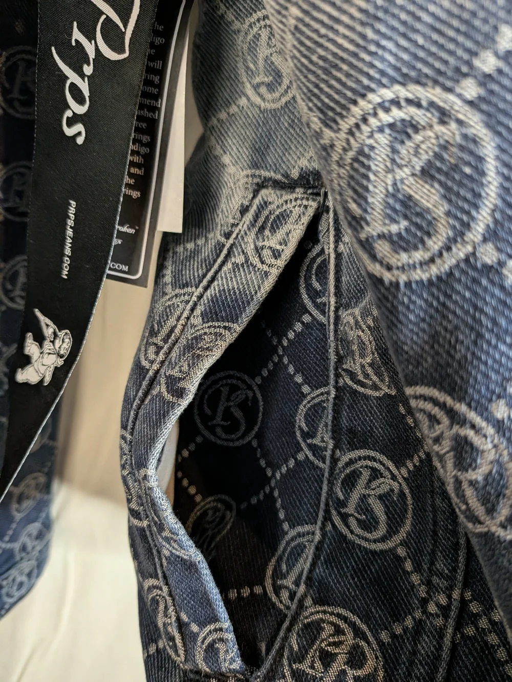 PRPS Purgatory Logo Denim Trucker Jacket XL AOP All Over Print Grunge Streetwear